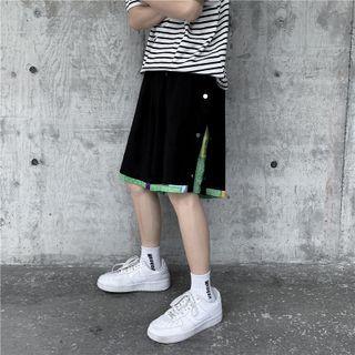 Side Button-up Print Panel Shorts