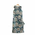 Sleeveless Tie-dye Print Midi A-line Dress