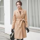 Wool Blend Faux-pearl Buttoned Coat