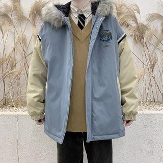 Reflective Print Zip-up Parka