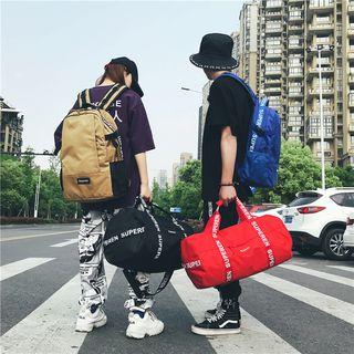 Lettering Canvas Boston Bag