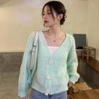 Long-sleeve V-neck Button-up Sweater Cardigan