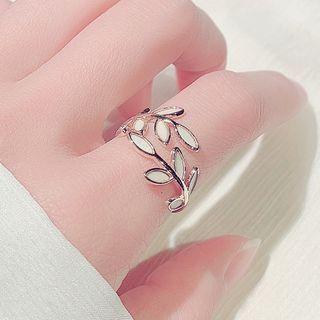 Leaf Epoxy Alloy Ring White Leaf - Gold - 17