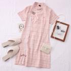 Lace-trim Frog-button Qipao Mini Dress