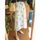 Beribboned Printed Maxi Flare Skirt