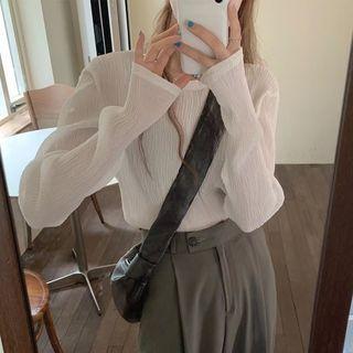Long-sleeve Sheer T-shirt Off-white - One Size