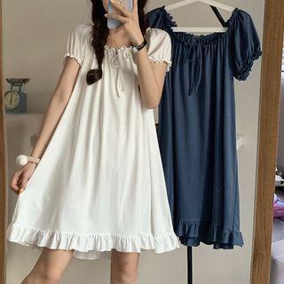 Puff-sleeve A-line Sleep Dress
