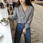 Double-breasted Gingham Long-sleeve Shirt