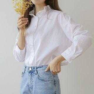 Frill-neck Pastel / Stripe Blouse