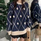 Long-sleeve Plaid Knit Sweater (various Designs)