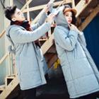 Couple Matching Hooded Long Padded Jacket