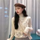 Long-sleeve Turtle-neck T-shirt / Lace Vest