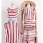 Ethnic-print Sleeveless Knit Dress