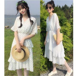 Spot Skirt Medium Long Dress Skirt Green - Xxxs