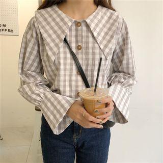 Plaid Peter Pan Collar Blouse