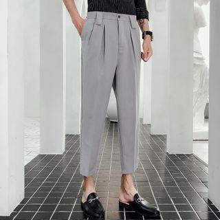 Plain Pleated Slim-fit Pants