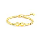 Simple Fashion Plated Gold Infinite Symbol Round Bead 316l Stainless Steel Bracelet Golden - One Size