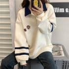 Contrast Detail Polo Sweatshirt