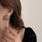 Check Disc Alloy Earring Silver - Check - Black & White & Gold - One Size