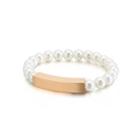 Fashion And Elegant Rose Gold 316l Stainless Steel Rectangular Imitation Pearl Beaded Bracelet Rose Gold - One Size