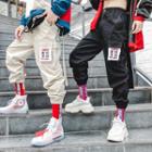 Cropped Chinese Character Embroidered Cargo Pants