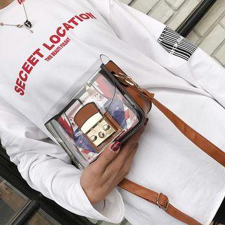 Set: Clear Crossbody Bag + Printed Zip Pouch