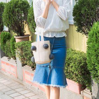 Frayed Mermaid Denim Skirt