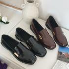 Faux Leather Metal Accent Loafers