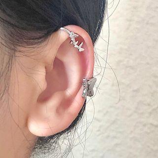 Butterfly Branches Alloy Cuff Earring 1 Pc - 2634a - Silver - One Size