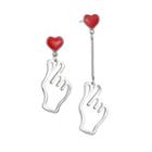 Non-matching Heart & Hand Dangle Earring 1 Pair - As Shown In Figure - One Size