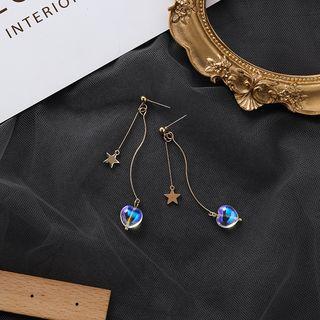 Heart & Star Dangle Earring 1 Pair - As Shown In Figure - One Size