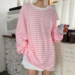 Set: Striped Loose-fit T-shirt + Drawstring-waist Shorts