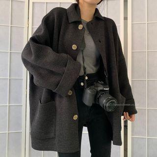 Buttoned Wool Jacket As Shown In Figure - One Size