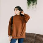 High-neck Fleece-lined Knit Pullover