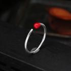 Matchstick Open Ring J1405 - Red & Silver - One Size