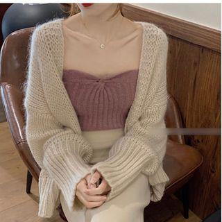 Set : Long-sleeve Cardigan + Bratop