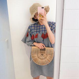 Tassel-detail Embroidered-yoke Minidress
