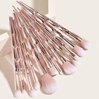 Set Of 12: Diamond Cut Makeup Brush Set Of 12 - Gg060809 - Champagne Purplish Gold - One Size