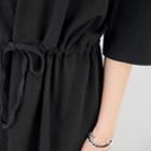 Drawcord-waist Midi T-shirt Dress