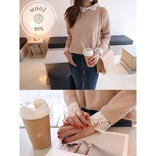 Lace-detail Wool Blend Sweater