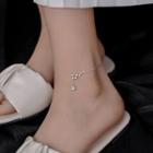 Sterling Silver Rhinestone Star Anklet Silver - One Size