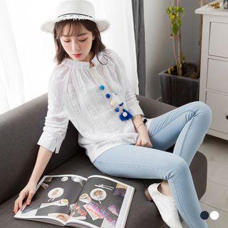 Pommed Tassel Peasant Blouse