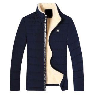 Stand Collar Fleece-lined Zip Padded Jacket