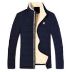 Stand Collar Fleece-lined Zip Padded Jacket