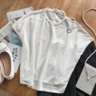 Cut-out Short-sleeve T-shirt White - One Size