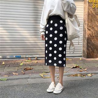 Dot Knit Skirt Black - One Size