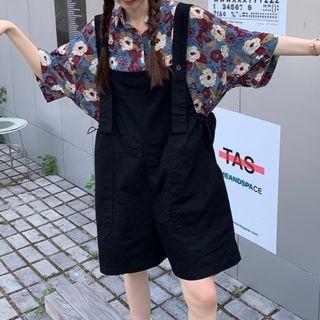 Short-sleeve Floral Shirt / Wide Leg Jumper Shorts