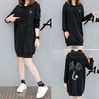 Wing Print Mini Hoodie Dress