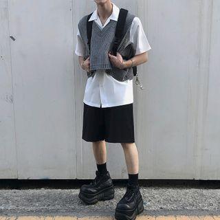 Set Of 2: Short-sleeve Shirt + Crop Vest