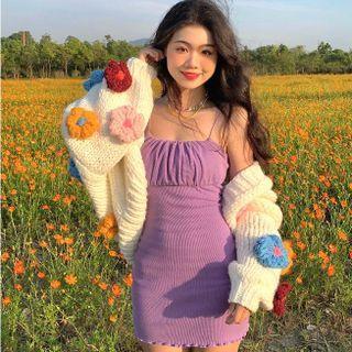 Spaghetti Strap Mini Dress / Floral Cardigan